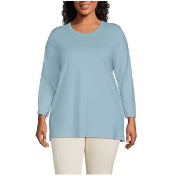 Lands End Plus Size 100% Cotton Lt Blue Tee 2x - Picture 1 of 6